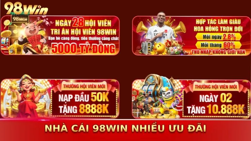 98win đem đến nhiều chương trình khuyến mãi cho cược thủ