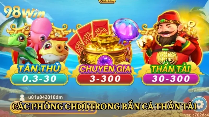 Các phòng chơi hấp dẫn trong bắn cá Thần Tài