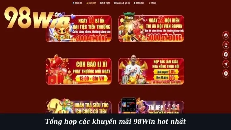 Tổng hợp các khuyến mãi 98Win hot nhất